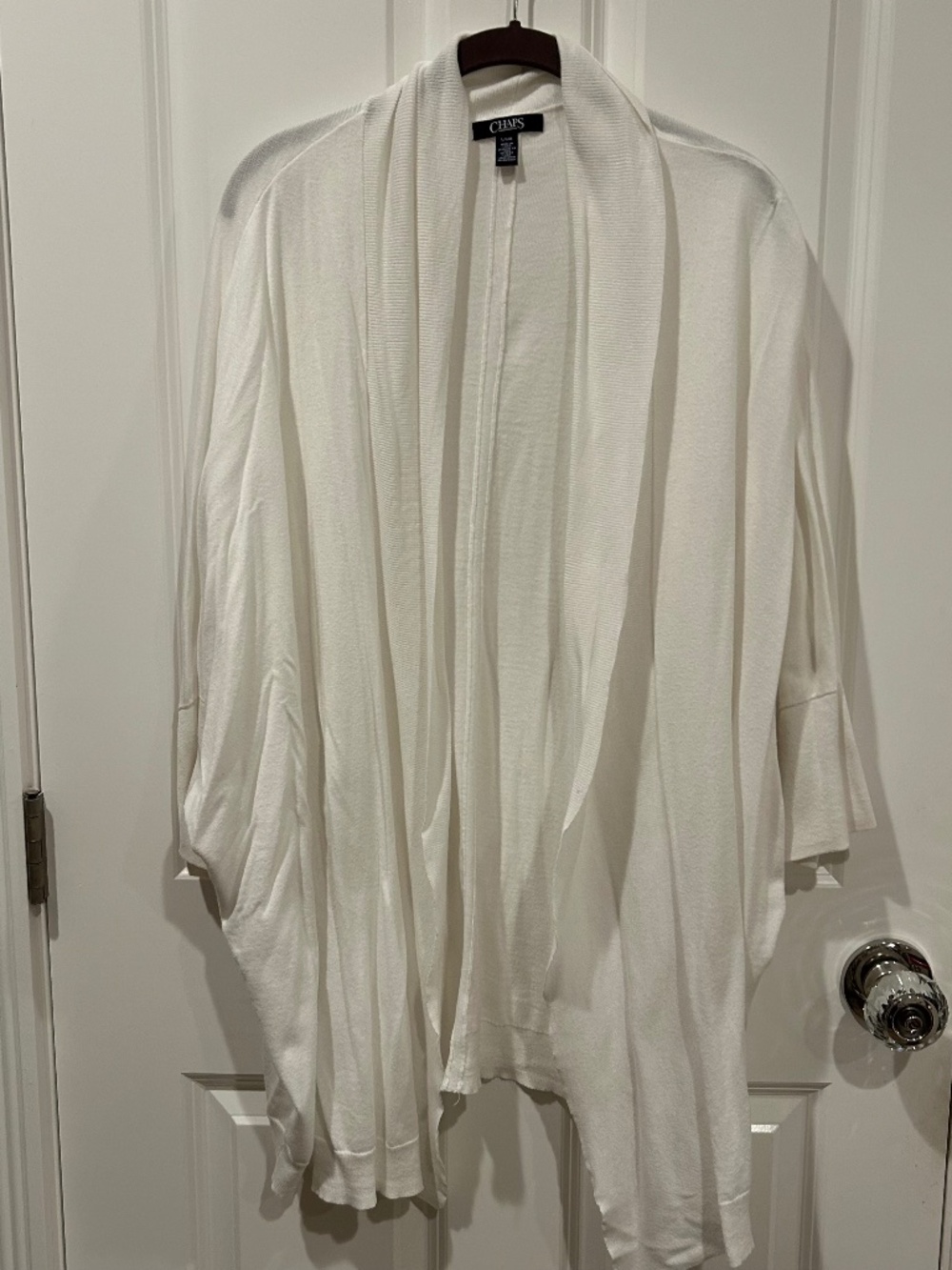 Chaps White Oversized Open Front Draped Cardigan Size Large